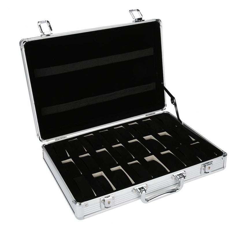 24 Grid Aluminum Suitcase travel watch box - Design My Universe